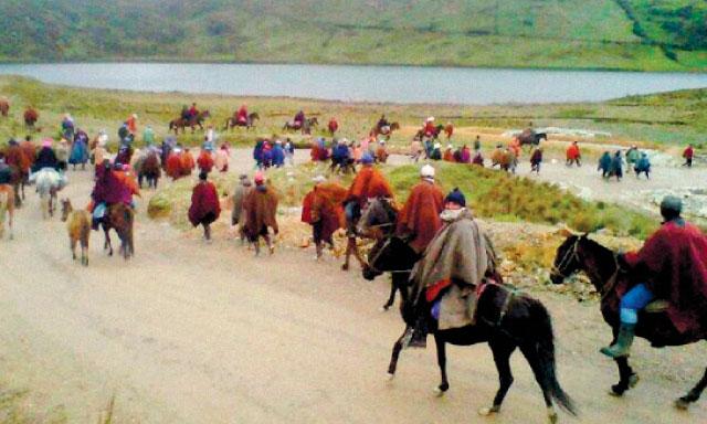 cabalgata. A pie y en acémilas se movilizaron los comuneros de Bambamarca, Celendín y Cajamarca para llegar a Conga.