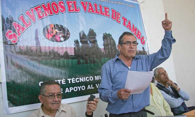 rechazo. Dirigentes de Tambo no aceptan proyecto Tía María. Otto Hito y Jaime de La Cruz, indicaron que se avizora protesta.(Foto: La República)