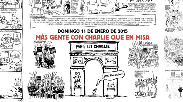 Esta es la página central de Charlie Hebdo tras atentados