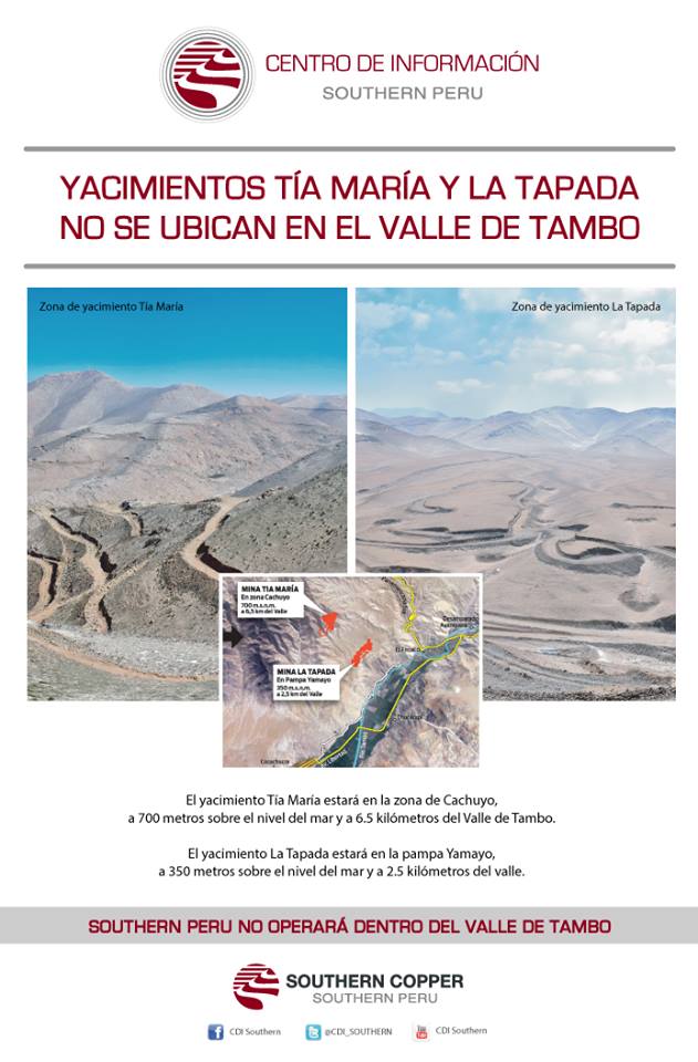Southern Perú no operará dentro del Valle de Tambo