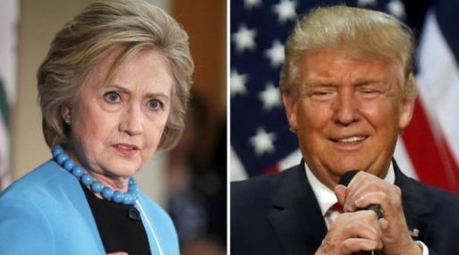 A combination photo shows U.S. Democratic presidential candidate Hillary Clinton (L) and Republican U.S. presidential candidate Donald Trump (R) in Los Angeles, California on May 5, 2016 and in Eugene, Oregon, U.S. on May 6, 2016 respectively.  REUTERS/Lucy Nicholson (L) and Jim Urquhart/File Photos