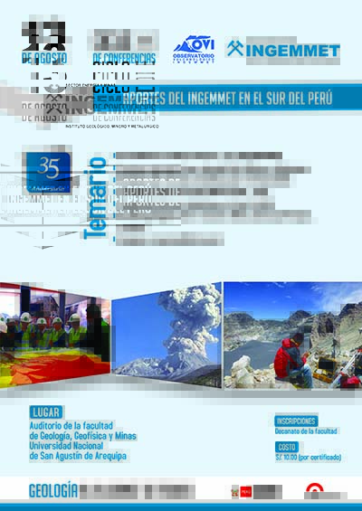 INGEMMET brindará conferencia sobre trabajos en el sur del Perú