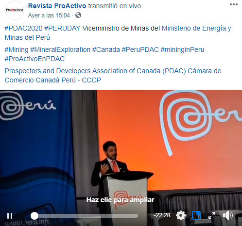 #PDAC2020 #PERUDAY Viceministro de Minas del Ministerio de Energía y Minas del Perú (Video)