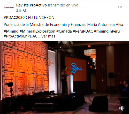 #PDAC2020 CEO LUNCHEON Ponencia de la Ministra de Economía y Finanzas, María Antonieta Alva (Video)