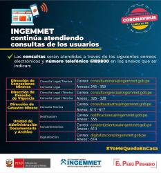 INGEMMET continúa atendiendo consultas de los usuarios