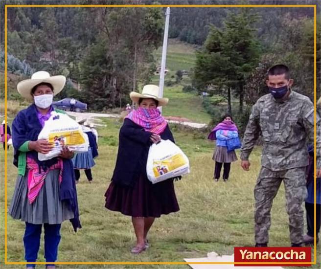 Yanacocha continúa con la entrega de canastas solidarias a poblaciones vulnerables