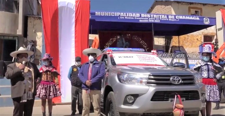 Hudbay Perú entrega 3 camionetas y 14 motos al distrito de Chamaca, en Chumbivilcas