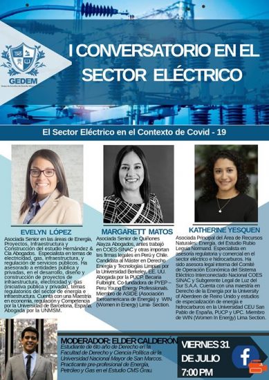 I Conversatorio en el Sector Eléctrico: EL SECTOR ELÉCTRICO EN EL CONTEXTO DE COVID-19 (Viernes 31 de julio | 7pm)