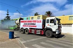 Shougang Hierro Perú realiza desinfección  de las calles en Marcona
