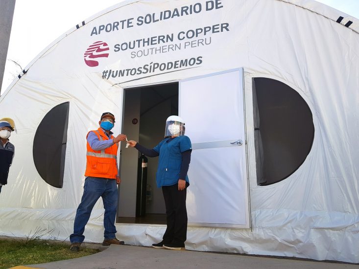 Southern Peru entregó carpas, camas hospitalarias y balones de oxígeno en Moquegua