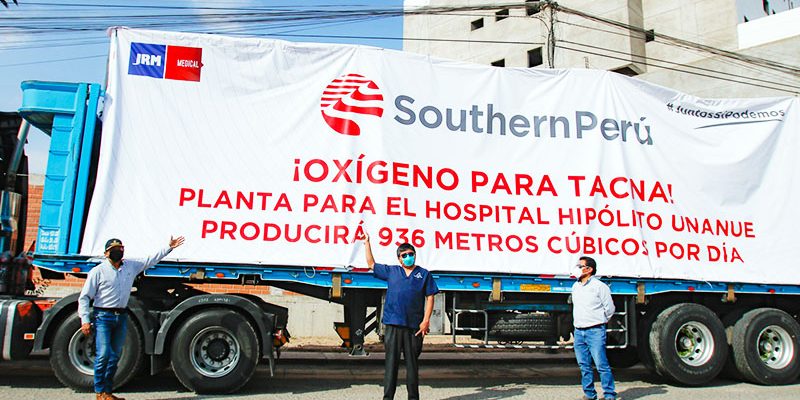 Southern Perú entrega planta de oxígeno que producirá 936 metros cúbicos de oxígeno por día en el Hospital Regional Hipólito Unanue