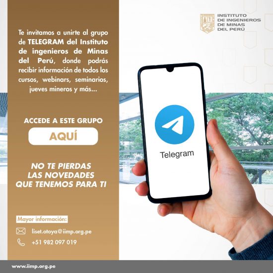 Únete al grupo de TELEGRAM del Instituto de ingenieros de Minas del Perú