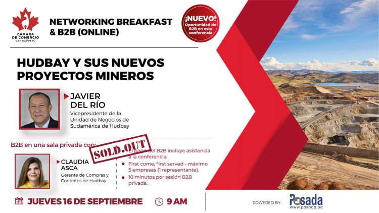 Networking Breakfast & B2B (Online): Hudbay y sus nuevos proyectos mineros