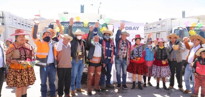 (Hudbay) Convenio Marco financia cuatro camiones para la producción agropecuaria en Quiñota