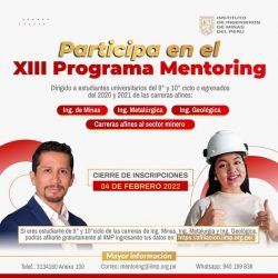 Participa en el XIII Programa Mentoring del Instituto de Ingenieros de Minas del Perú