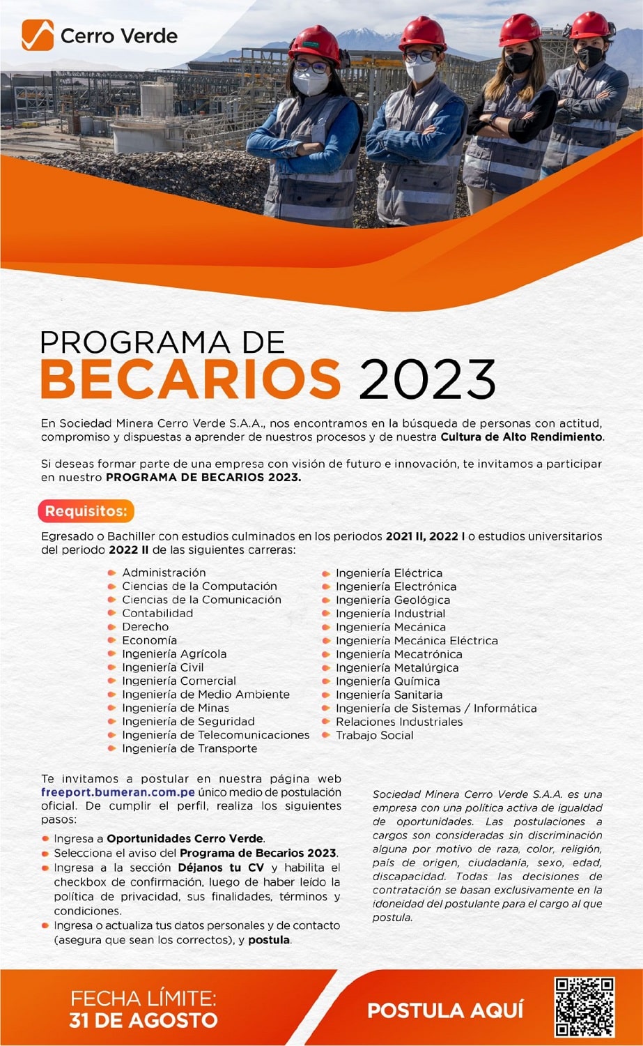 Cerro Verde - Programa de Becarios 2023