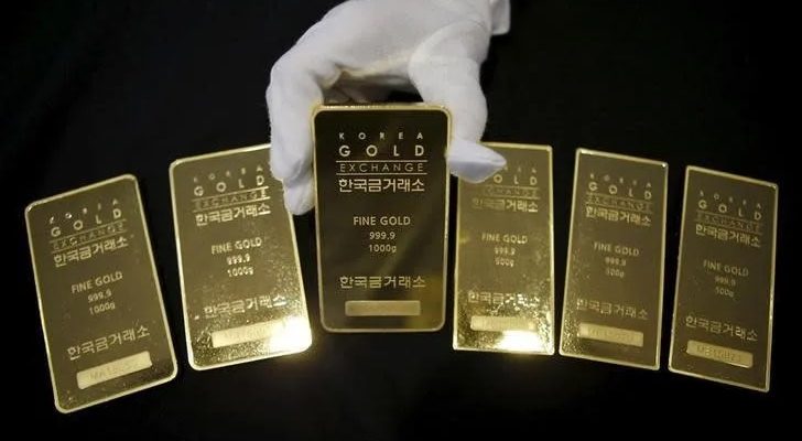 lingotes en la Korea Gold Exchange de Seúl, Corea del Sur