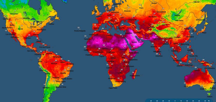 mapa de calor del mundo
