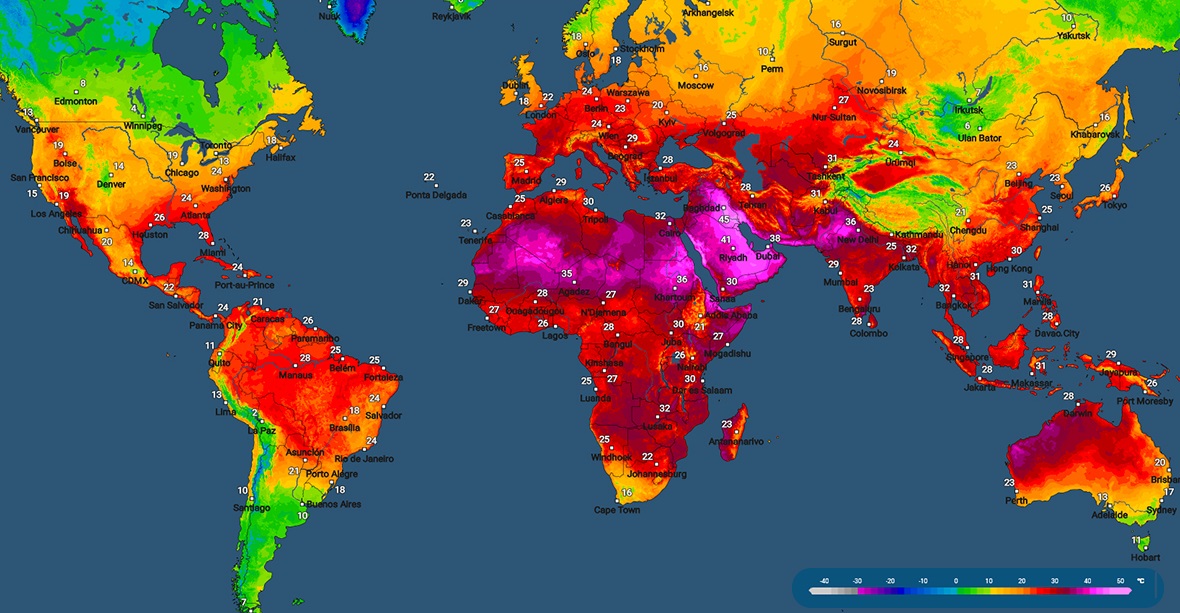 mapa de calor del mundo