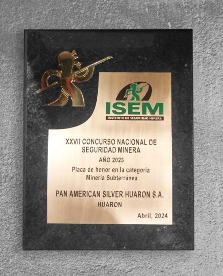 Pan American Silver Huarón es reconocida en el Concurso Nacional de Seguridad Minera organizado por ISEM
