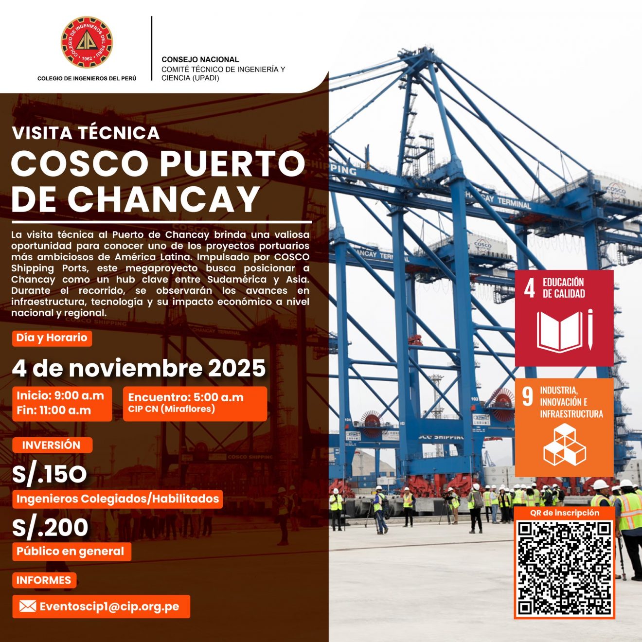 Colegio de Ingenieros del Perú organiza visita técnica al Puerto de Chancay