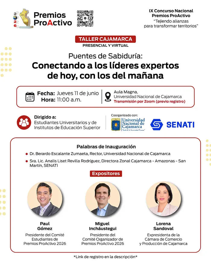 Taller Premios ProActivo Estudiantes 2026, desde Cajamarca