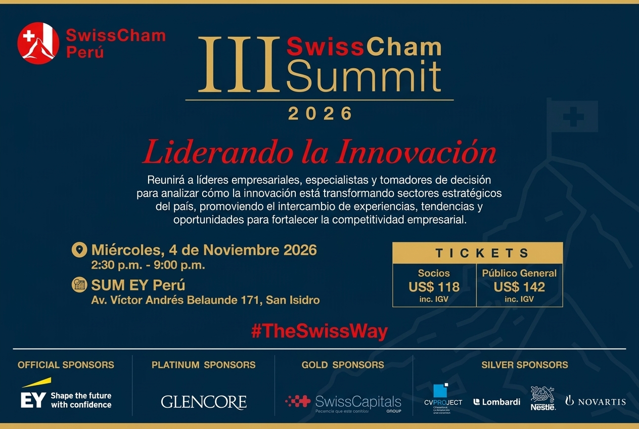 SwissCham Perú reunirá a líderes de sectores clave en el III SwissCham Summit 2026