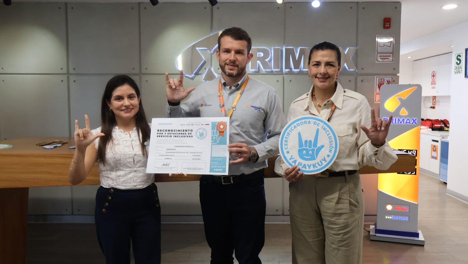 Primax obtiene la Certificación Yapaykuy y apuesta por estaciones de servicio inclusivas