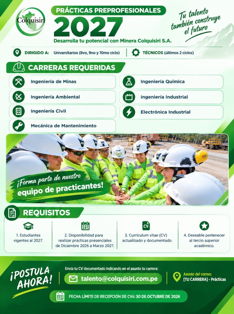 programa de prácticas de Minera Colquisiri programa de prácticas de Minera Colquisiri